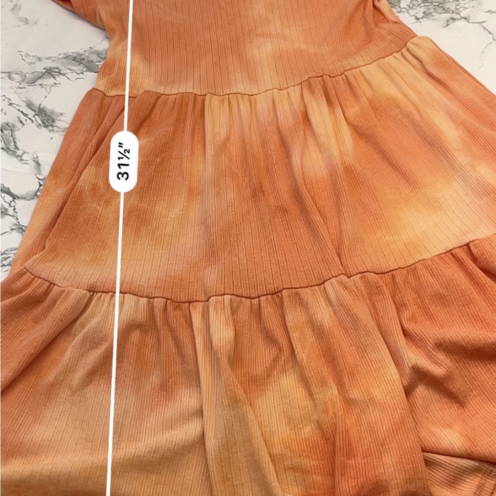 See You Monday Orange Ruffled Tiered Mini Dress Size Small - Picture 12 of 14